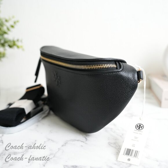 NWT Tory Burch Thea Black Pebbled Leather Belt Bag Fanny Pack 165917 - Picture 5 of 8